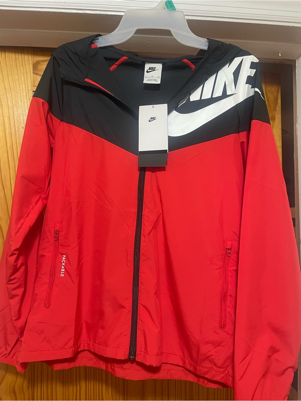 Nike Red and Black Kid’s Hooded Windbreaker
